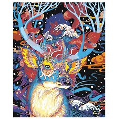 Картина по номерам, "Живопись по номерам", 40 x 50, ARTH-AH117, олень, иллюстрация, море, пейзаж, линии, волшебство, рисунок