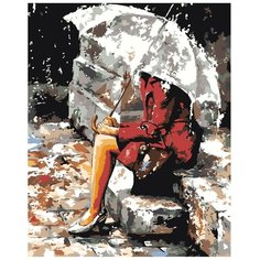 Картина по номерам, "Живопись по номерам", 80 x 100, EM10, женщина, пальто, дождь, зонт, осень, романтика, Имре Тот