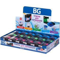 Точилка пластиковая с ластиком BG "Flex" 1 отверстие, контейнер, ассорти - 36 шт. BG®