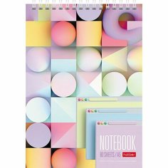 Блокнот А5, 80 листов на гребне Multicolor, жесткая подложка, перфорация на отрыв, УФ лак Hatber