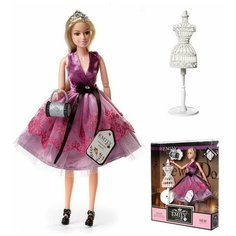 Кукла ABtoys Emily Сиреневая серия с клатчем, маникеном, аксессуарами, 30см