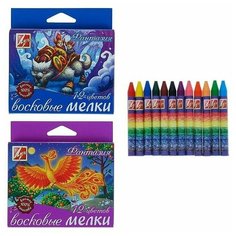 Мелки восковые 12 цветов «Фантазия», круглые, микс Луч