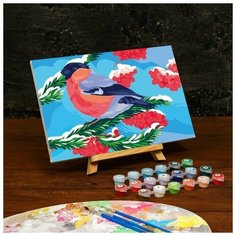 Картина по номерам на холсте с подрамником «Снегирь на рябине» Школа талантов