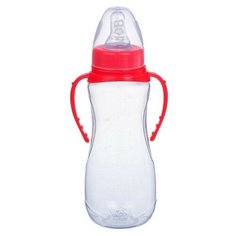 Бутылочка для кормления детская приталенная Mum&Baby, с ручками, 250 мл, от 0 месяцев, цвет красный, полипропилен, силикон