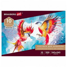 Альбом для акварели, бумага италия 200г/ м 25% хлопок 245×345мм, 10л, BRAUBERG ART PREMIERE, 105911