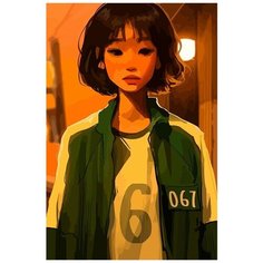 Картина по номерам на холсте Сериал Игра в кальмара Чон Хоён - 7287 В 60x40