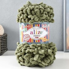 Пряжа "Puffy fine" 100% микрополиэстер 14,5м/100г (03 хаки) 4287511 Alize