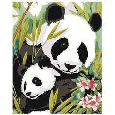 Картина по номерам, "Живопись по номерам", 60 x 75, ARTH-PandyV, животные, панда, панда большая и маленькая, милые, пушистые, семья