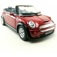 Машинка металлическая Kinsmart 1:28 MINI Cooper S Cabrio (Мини Купер Кабриолет) 5089DKT инерционная, двери открываются / Красный