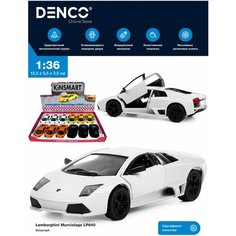Машинка металлическая Kinsmart 1:36 «Lamborghini Murcielago LP640» KT5317D инерционная / Белый Serinity Toys
