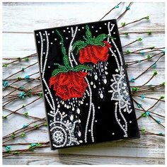 Алмазная вышивка на блокноте A5 / Роза, частичная выкладка, стразы блестящие круглые и фигурные Noname