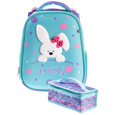 Ранец Hatber "ERGONOMIC Classic. Пушистый кролик", 37*29*17см, 2 отд, анатом. спинка (термосумка) , жен.