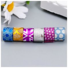 Клейкая лента пластик в банке медведь"Блеск с рисунками"(наб 40 шт)цвета микс 1,2смх1м 7х8х8 Noname