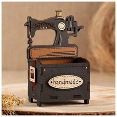 Сувенир-игольница "Швейная машинка", МДФ, Дуб-черный, 7,5х5,5х12,5 см Feyt