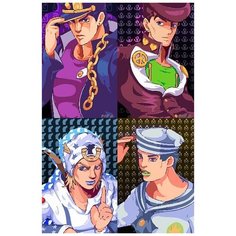 Картина по номерам на холсте аниме JoJo ДжоДжо Джотаро Джованна - 8109 В 60x40