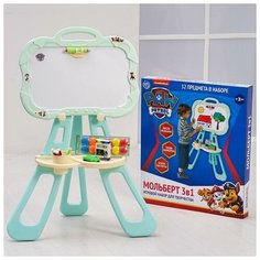 Мольберт 3 в 1 Доска для рисования PAW PATROL, пиши мелом, рисуй фломастером, клей магниты