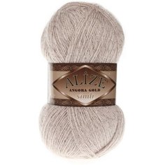 Пряжа ALIZE Angora gold simli / 506 молочно-бежевый , 5шт в упаковке