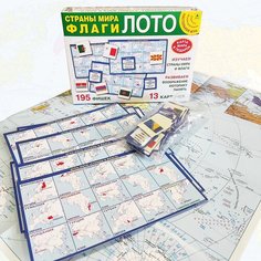 Страны мира и флаги. Лото. Настольная игра из серии "Играем всей семьей". Карта мира в подарок. РУЗ Ко
