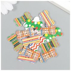 Пуговицы дерево для творчества 2 прокола "Расписные косточки" набор 15 шт 2,8х1,5 см Арт Узор