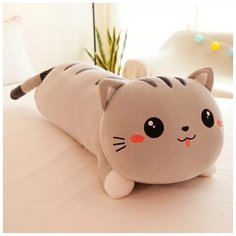 Мягкая Игрушка Кот Подушка Серый 70 см Милое Лицо, Антистресс/Багет/Обнимашка Yuma Toys