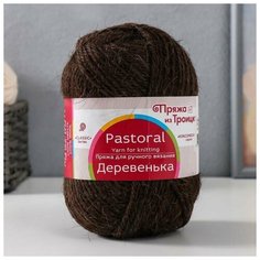Пряжа "Деревенька" 100% шерсть 170м/100гр (251 коричневый) Нет бренда