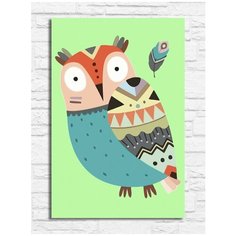 Картина по номерам на холсте сова (абстракция, птица филин, для детей) - 9268 В 20x30