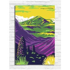 Картина по номерам на холсте пейзаж (природа, лес, горы, минимализм) - 9166 В 20x30