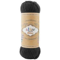 Пряжа Alize Superwash Artisan (Ализе Супервош Артизан) - 3 мотка, черный (60), 75% шерсть супервош, 25% полиамид, 420м/100г