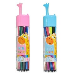 Фломастеры 12 цветов "жираф", в пластиковом тубусе, вентилируемый колпачок, микс./В упаковке шт: 1 Calligrata