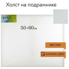 Завод художественных красок «Невская палитра» Холст на подрамнике, хлопок 100%, 50 х 60 х 1.8 см, акриловый грунт, мелкозернистый, 280 г/м²