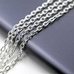 Цепь декоративная для бижутерии 5 м / цепочка для рукоделия /фурнитура для украшений, сталь, цвет серебро, звено 1х3.6х5.4 мм КафеБижу