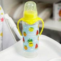 Бутылочка для кормления «Фрукты», 250 мл цилиндр, с ручками Mum&Baby