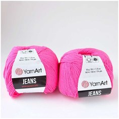 Пряжа YarnArt Jeans (Ярнарт Джинс) - 2 мотка цвет: 59 ярко-розовый, 55% хлопок, 45% полиакрил, 50г, 160м