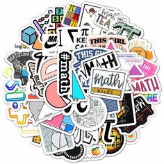 Стикеры 9 листов А6(49 наклеек)виниловые самоклеящиеся наклейки для детей и взрослых на телефон, велосипед, ноутбук, блокнот. Стикерпак Math stickers 1 Bulba Craft