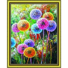 Алмазная мозаика на подрамнике 40*50 "Разноцветные одуванчики" Нет бренда