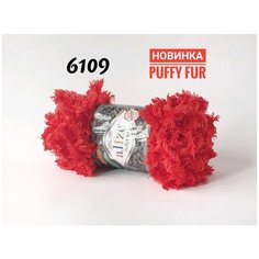 Пряжа "Puffy fur" 100% микрополиэстер 6м/100г (6109 красный) Alize