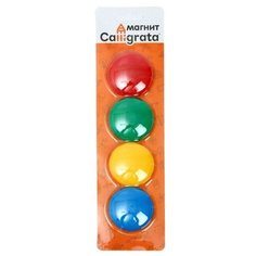 Набор магнитов для доски, 4 шт, d-4 см, на блистере, микс Calligrata
