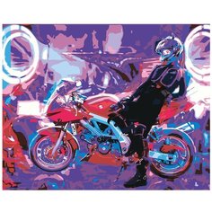 Картина по номерам, "Живопись по номерам", 60 x 75, FU47, мотоцикл, экстрим, транспорт, водитель, стиль, мода