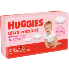 Подгузники для девочек Huggies Ultra Comfort 4 (8-14 кг), 66 шт