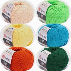 Пряжа YarnArt Jeans Ярнарт джинс Набор для вязания 3 (92, 55, 60, 73, 85, 88) 6 мотков 50 г/160 м (45% акрил 55 хлопок)