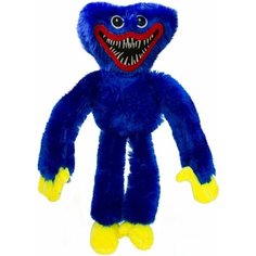 Мягкая игрушка Huggy Wuggy синяя 35см, друг Kissy Missy Poppy playtime, Хагги Вагги и Кисси Мисси игрушки с липучими лапками, антистресс Попи плэйтайм Pixel Crew