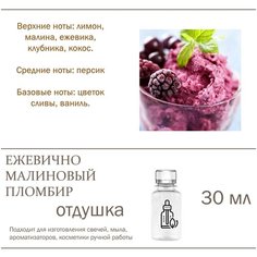 Ежевично-малиновый пломбир, отдушка для свечей и мыла 30 мл Candle M