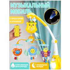 Музыкальный мобиль на кроватку (регулировка громкости, пульт, таймер, проектор, ночник) Best Like