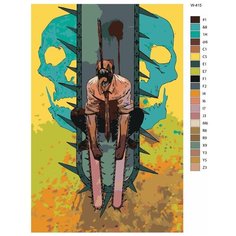 Картина по номерам W-415 "Аниме - человек Бензопила. Бим" 60х90 Brushes Paints