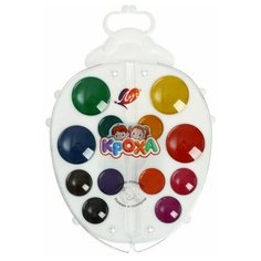 Акварель12 цветов Луч Кроха"Божья коровка", пластиковая, фигурная, без кисти