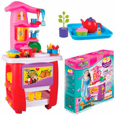 Кухня игровая Hut Kitchen с набором 45 предм, красн.-розов. Zarrin Toys