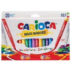 Фломастеры меняющие цвет/стираемые Carioca "Magic Markers", 18цв.+2, 20шт, картон, европодвес