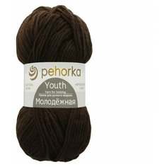 Пряжа Пехорка "Молодёжная" - 5 шт, (017-Шоколад), 280м/200г, 91% акрил, 9% полиамид
