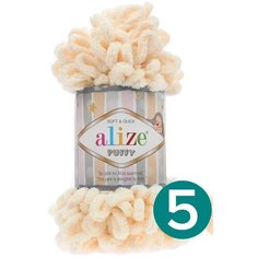 Пряжа Alize Puffy, 100 г, 9 м, 5 шт., 742 ванильный