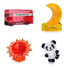 Игрушки для детей Сборная модель комплект 4 пазла Идеи подарков классу Новый год Автобус, Месяц, Шар Солнце, Панда Со светом Iq Toy